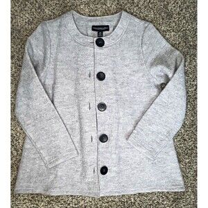 Monterey Bay 100% Wool Cardigan Sweater Gray Button Front Size PS Petite